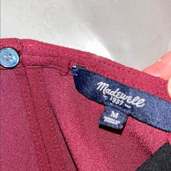 Madewell Sleeveless Burgundy Top with Black Trim Size Medium - Picture 7 of 8